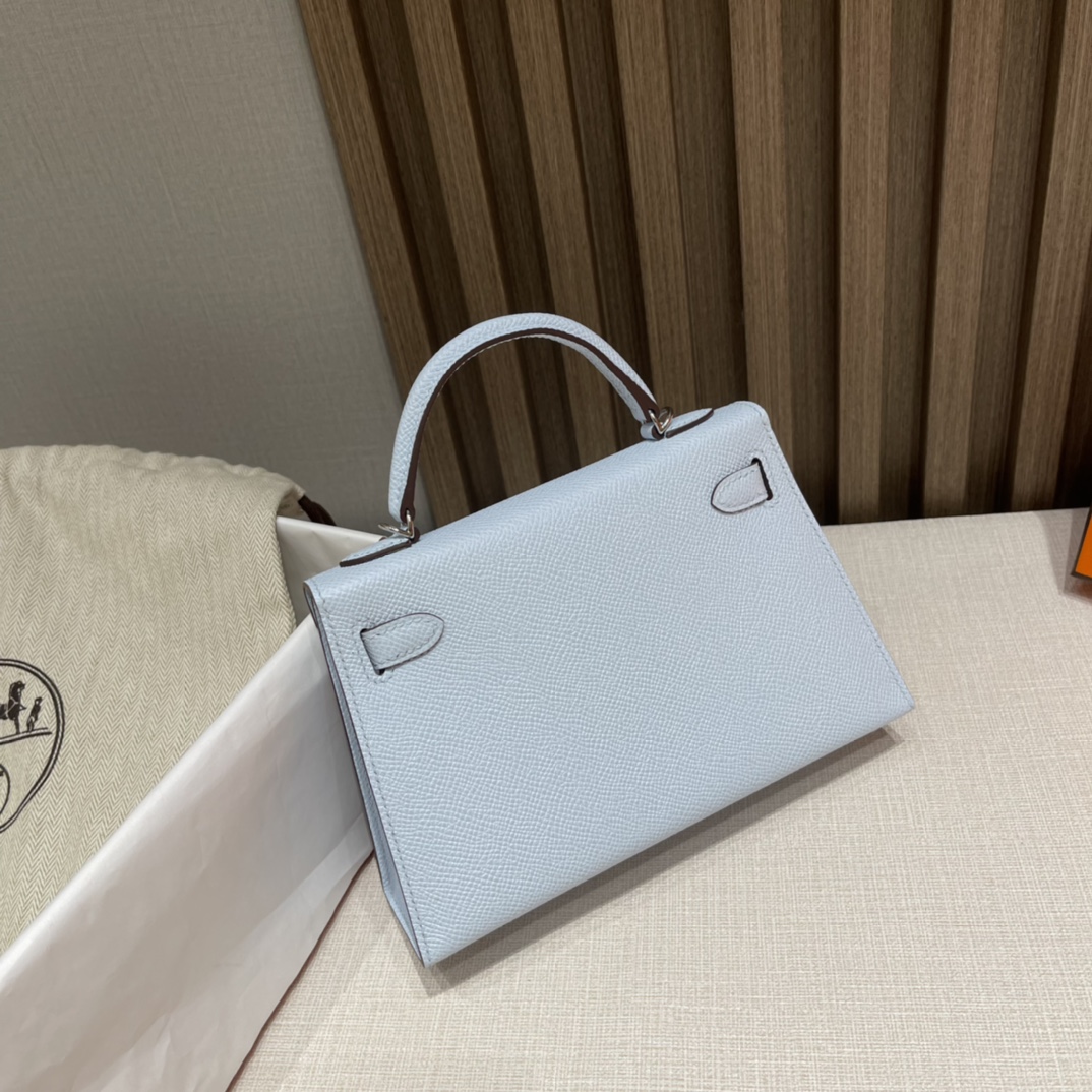 HERMES 爱马仕 Mini Kelly 二代 Epsom皮 mini届的扛把子 行情价很明朗 众人心中的白月光 T0 雾蓝色Blue Brume