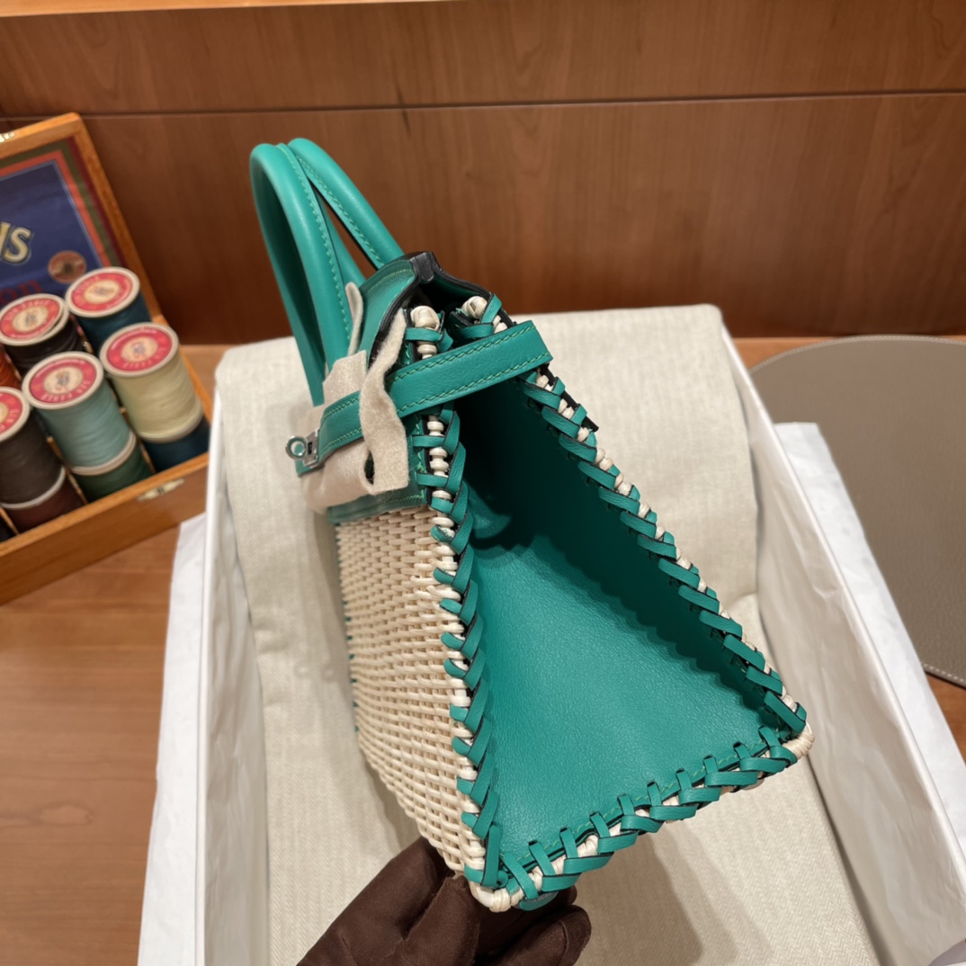 HERMES 爱马仕 Birkin Picnic 野餐包 限量版 夏天的快乐竟然是是竹子给的 Swift 6w 薄荷绿