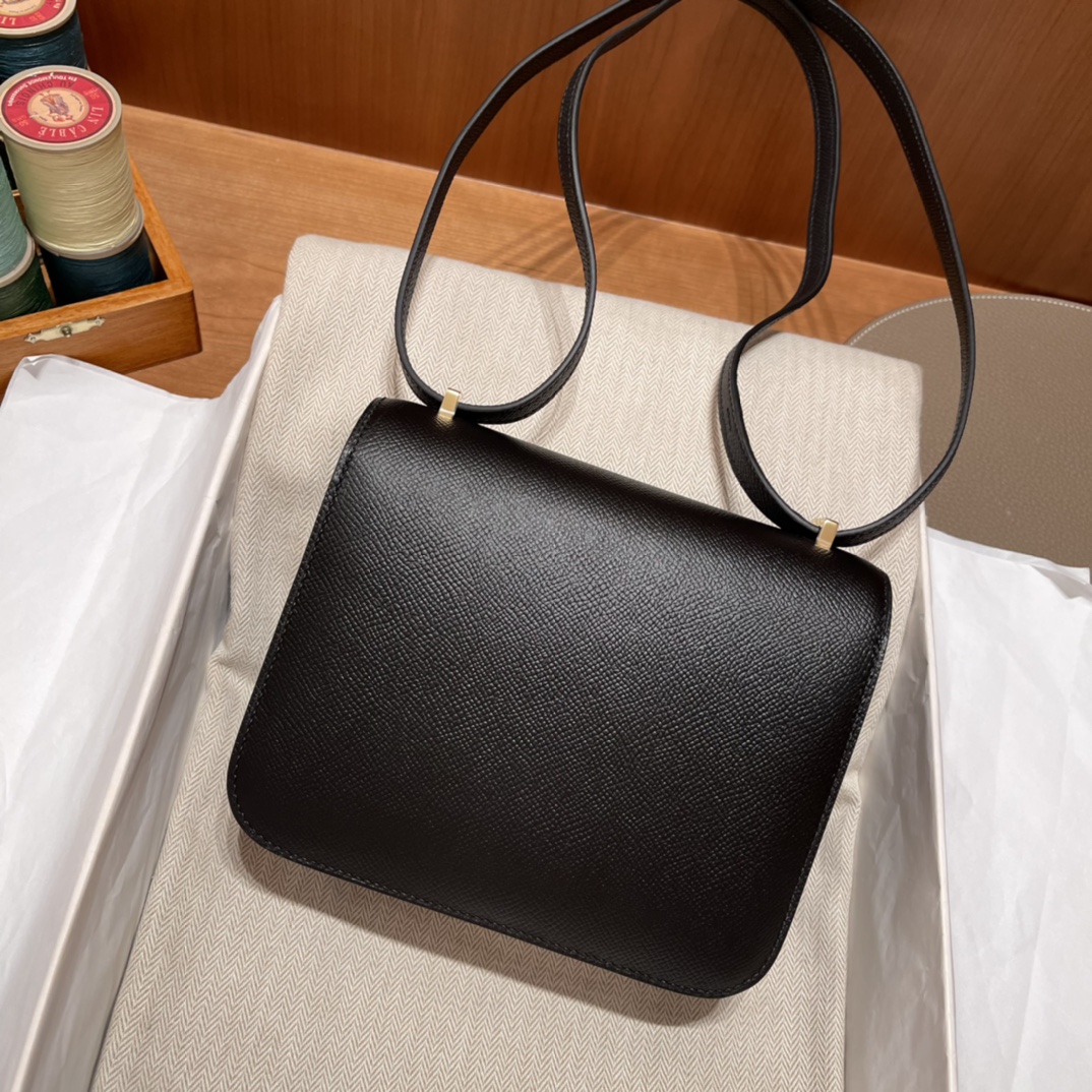 HERMES 爱马仕 Constance 康康 Epsom皮 黑金 CC89 19cm