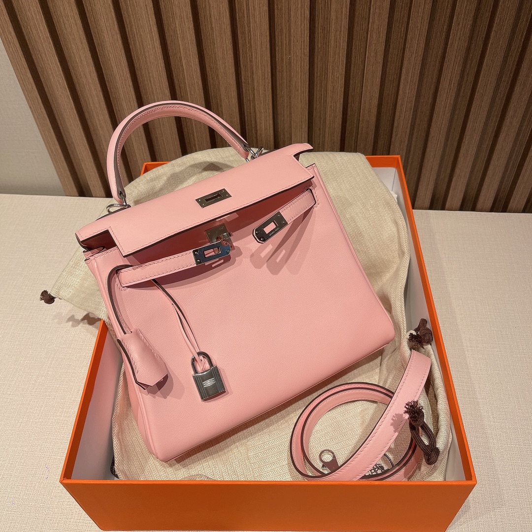 HERMES 爱马仕 Kelly 25cm swift皮 3Q粉 Rose Sakura 温柔之最 是多少人心中的白月光
