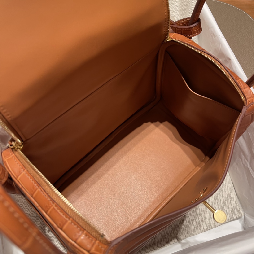 HERMES 爱马仕 Lindy 26cm 尼罗鳄Nilo crocodile 雾面Matte 37 金棕Gold 进口蜜蜡线 全手工制作