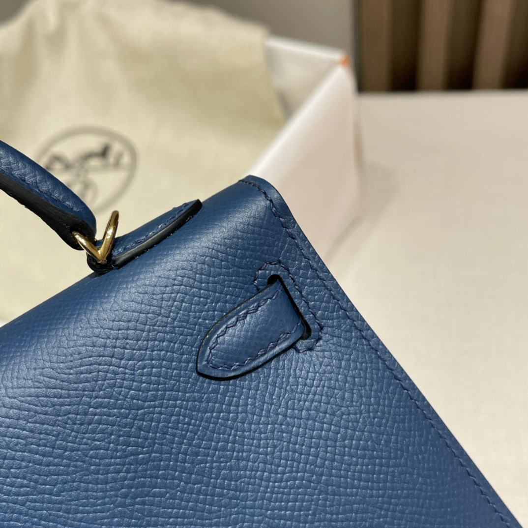 HERMES 爱马仕 Mini Kelly二代 Epsom皮 S4 深邃蓝Blue deep 蓝色就是心头好 耐看不过时