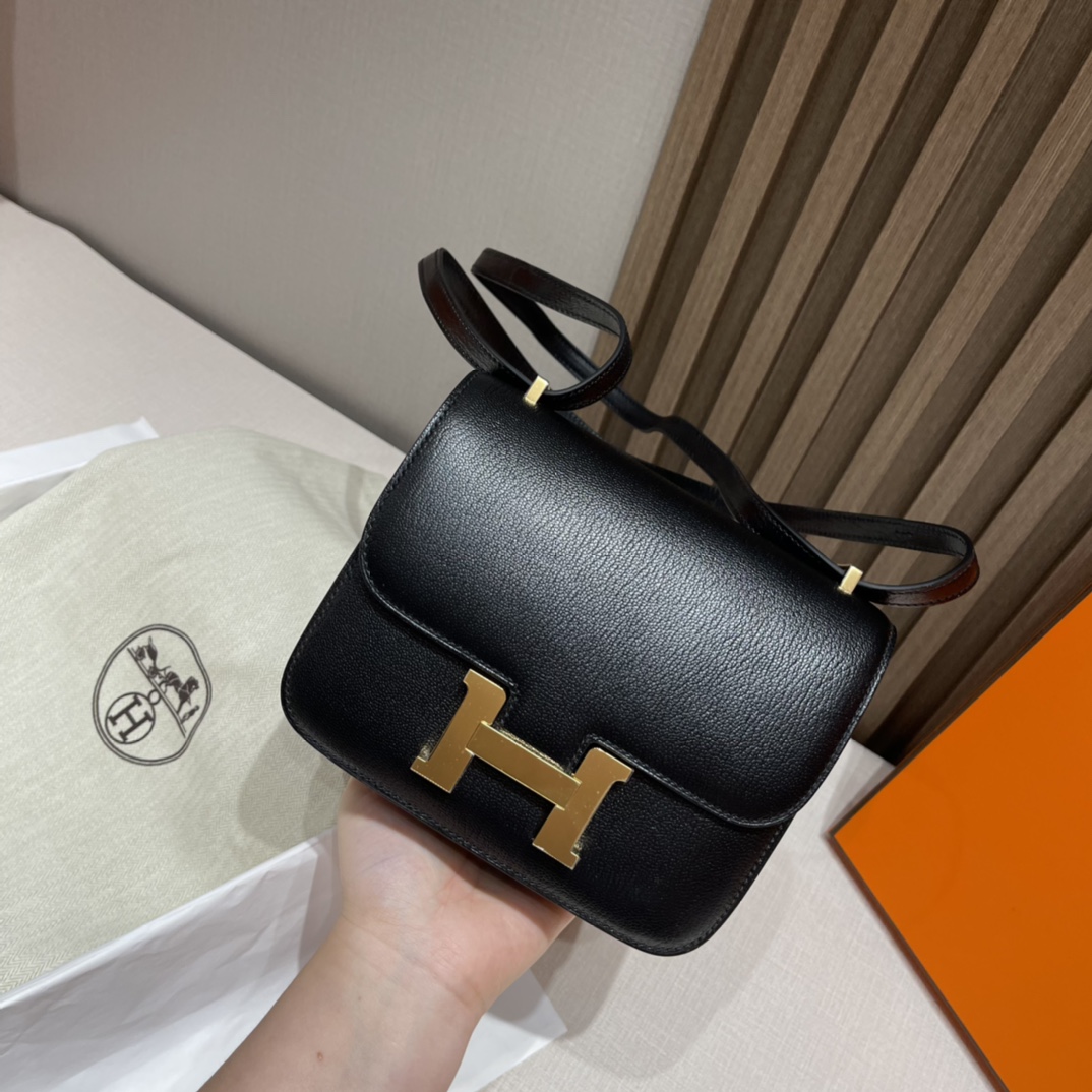 HERMES 爱马仕 Constance 康康 Constance 18cm 山羊皮Chevre Mysore 89 黑色Noir