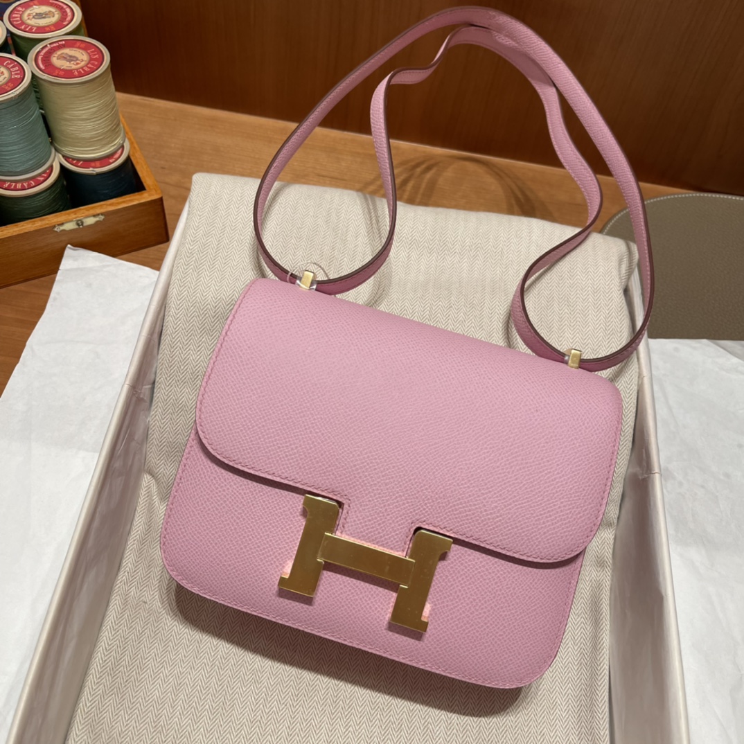 HERMES 爱马仕 Constance 18cm Epsom皮 X9 锦葵紫Mauve Sylvestre
