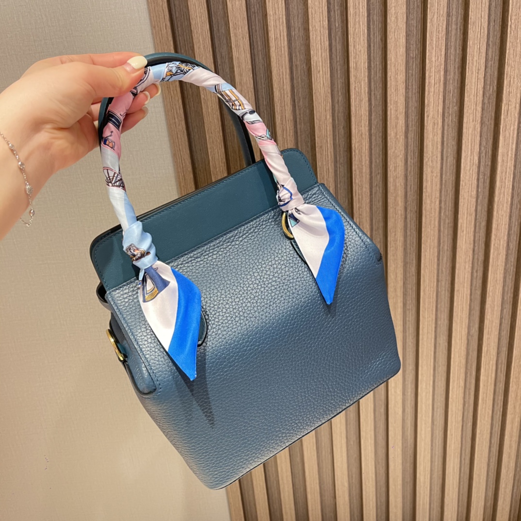 HERMES 爱马仕 Toolbox 20cm 小牛奶盒 Clemence/swift 1P 鸭子蓝