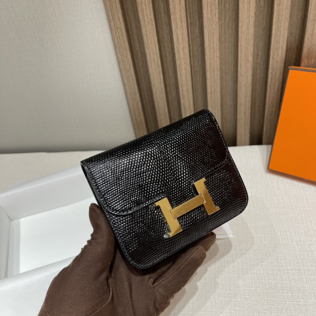 HERMES 爱马仕 Constance Slim 蜥蜴皮 89 黑色Noir 金扣 小黑金太厉害了 就透露出质感两个字 现货不用等