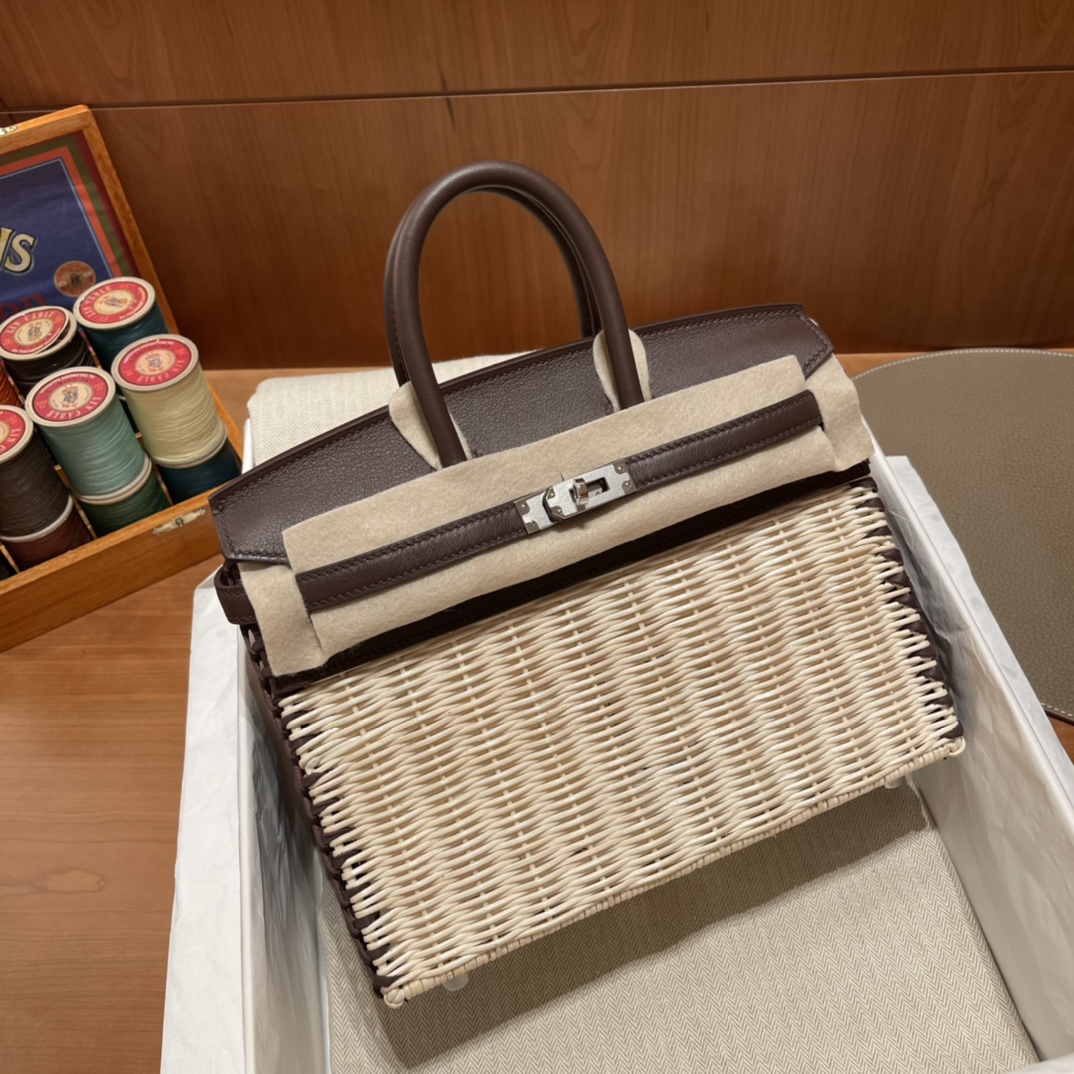 HERMES 爱马仕 Birkin Picnic 野餐包 限量版 夏天的快乐竟然是是竹子给的 Swift 0G 马鞍红