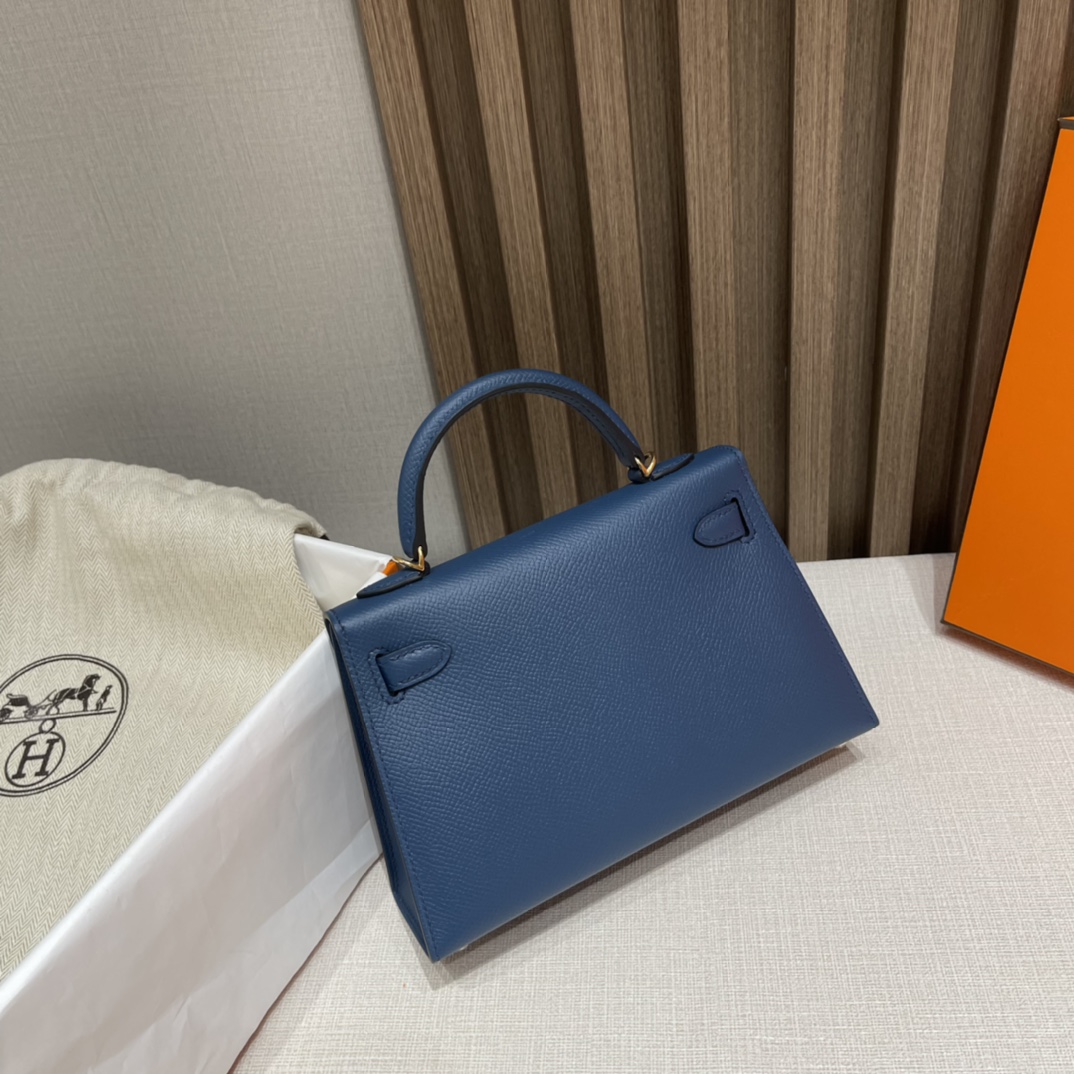 HERMES 爱马仕 Mini Kelly二代 Epsom皮 S4 深邃蓝Blue deep 蓝色就是心头好 耐看不过时
