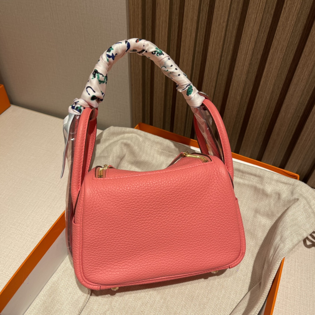 HERMES 爱马仕 【现货】 Mini Lindy Clemence皮 8W 唇膏粉Rose Azalee