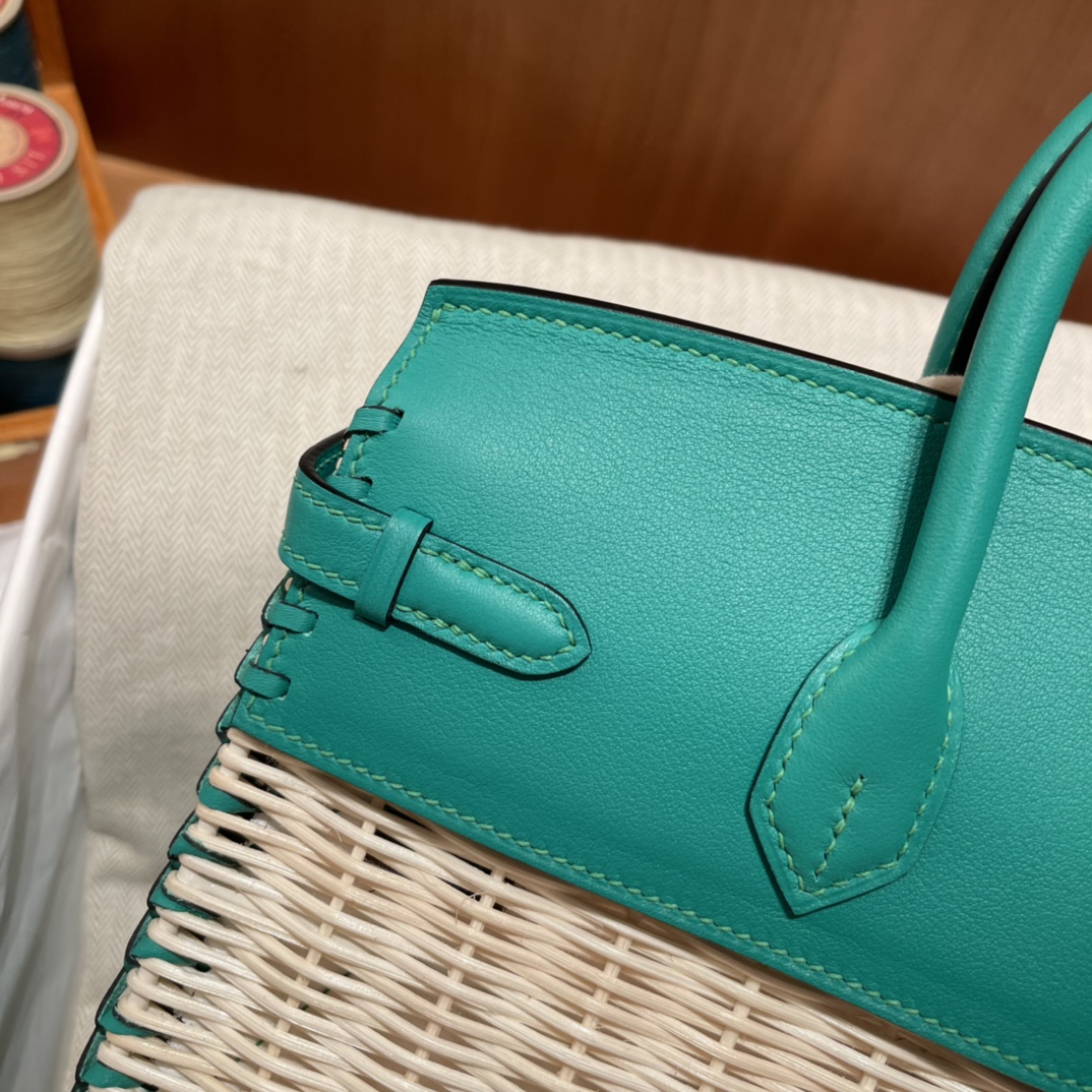 HERMES 爱马仕 Birkin Picnic 野餐包 限量版 夏天的快乐竟然是是竹子给的 Swift 6w 薄荷绿