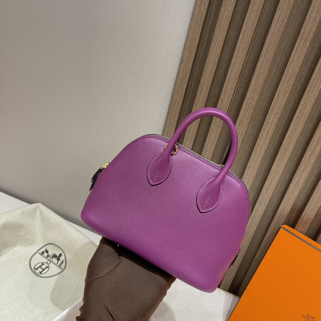 HERMES Bolide mini Evercolor皮 P9 海葵紫Anemone 可可爱爱 小个子也轻松驾驭
