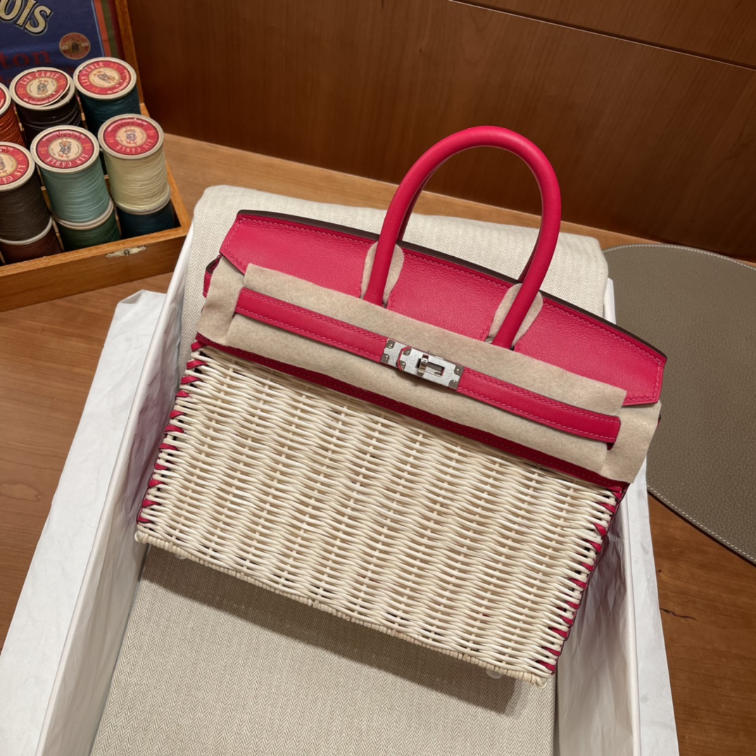 HERMES 爱马仕 Birkin Picnic 野餐包 限量版 夏天的快乐竟然是是竹子给的 Swift 90 覆盆子红