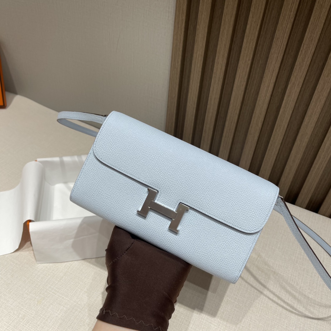 HERMES 爱马仕 Constance to go Epsom皮 T0 雾蓝色Blue Brume️ 一生推的小斜挎 进口蜜蜡线 全手工制作