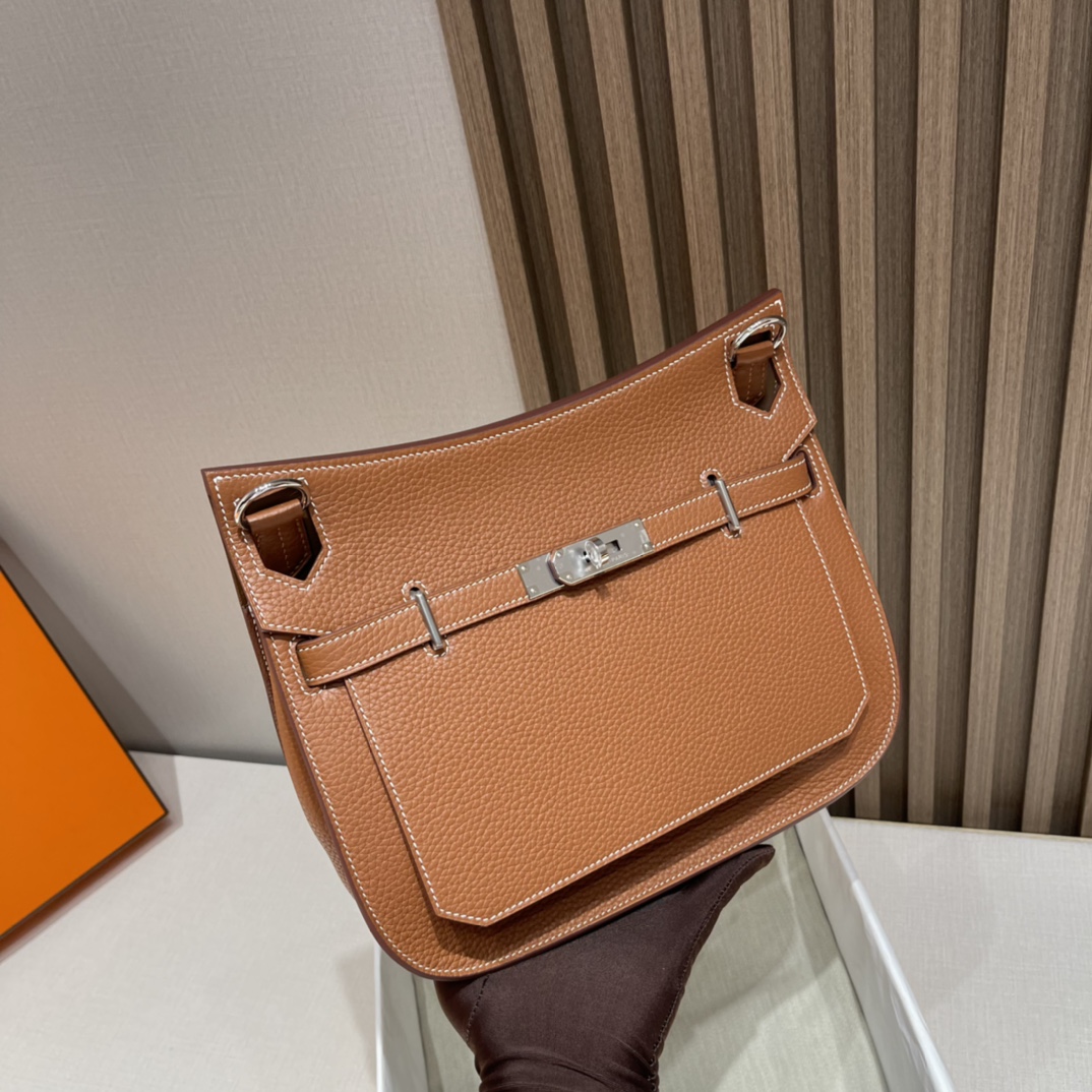 HERMES 爱马仕 Jypsiere吉普赛 28cm Clemence皮 37 金棕Gold 进口蜜蜡线 全手工制作