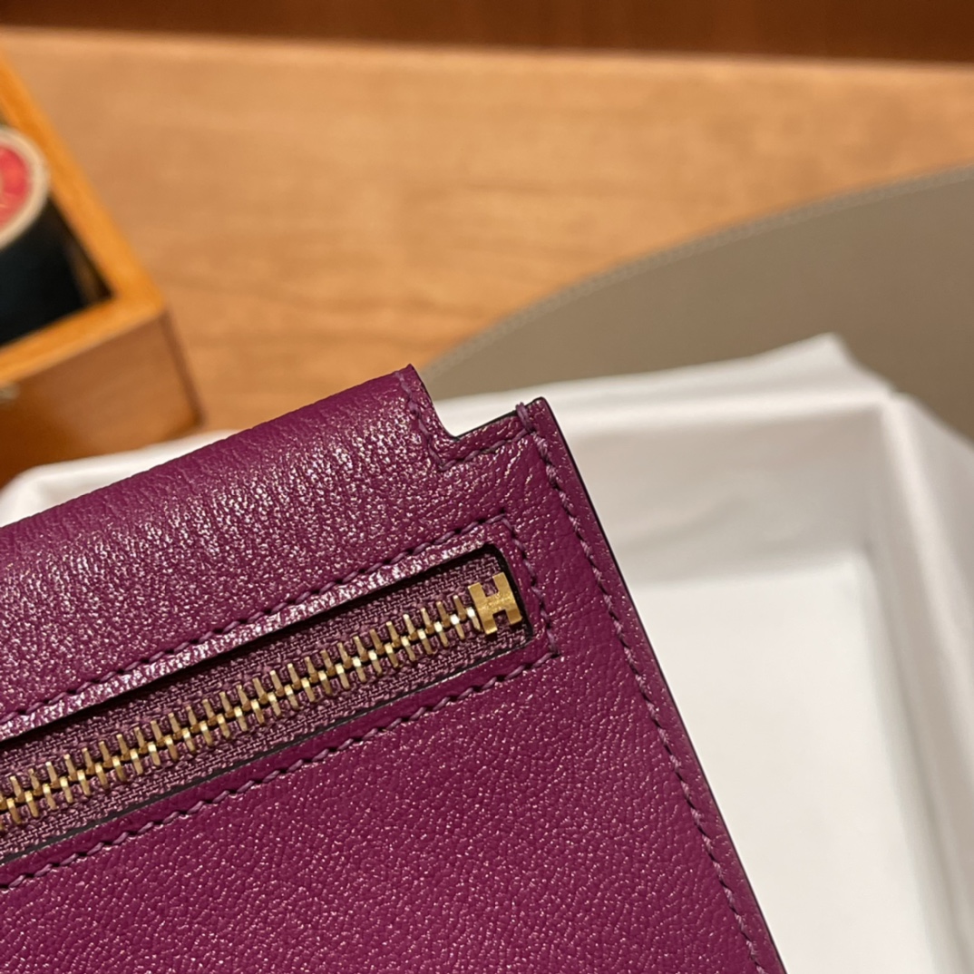 HERMES 爱马仕 Kelly Pocket 卡包 Epsom P9 海葵紫Anemone 进口蜜蜡线 全手工制作