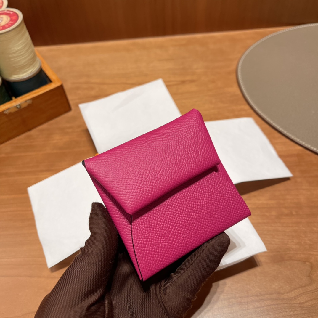 HERMES 爱马仕 卡包 Epsom皮 L3 玫瑰紫Rose pourpre 进口蜜蜡线 全手工制作