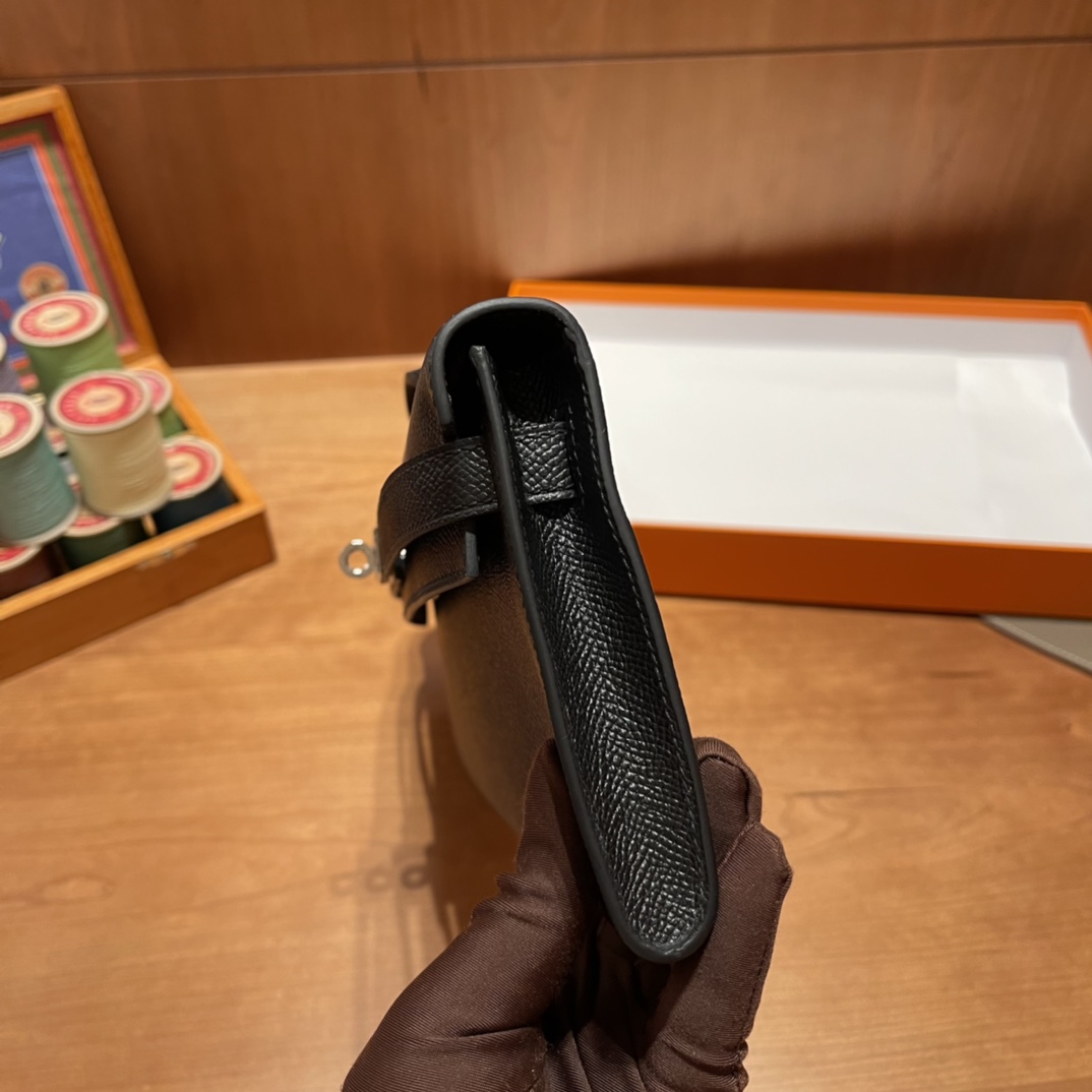 HERMES 爱马仕 Kelly cut 31cm Epsom皮 经典手包/晚宴包 89 黑色Noir 进口蜜蜡线 全手工制作