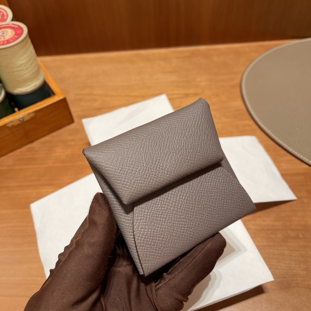 HERMES 爱马仕 卡包 Epsom皮 8F Etain 锡器灰 进口蜜蜡线 全手工制作