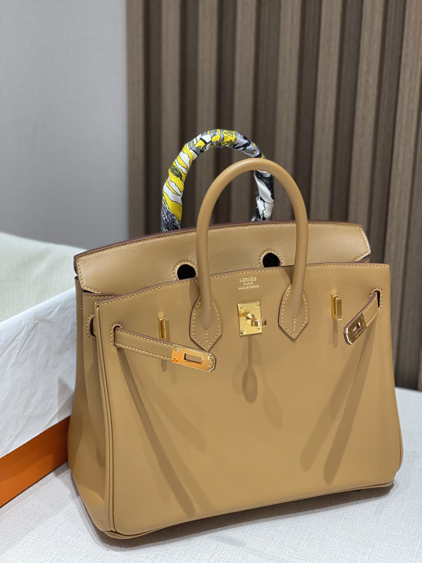 HERMES 爱马仕 Birkin 25cm swift皮 2S 芝麻色Sesame 比金棕更显年轻 进口蜜蜡线 全手工制作