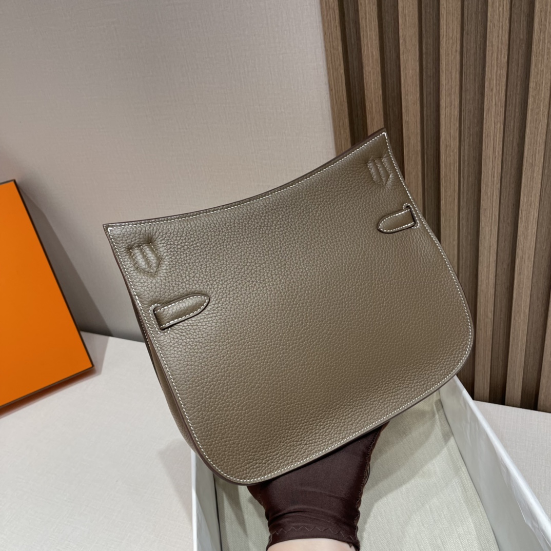 HERMES 爱马仕 Jypsiere吉普赛 28cm Clemence皮 8C Gri Elephant 大象灰 进口蜜蜡线 全手工制作