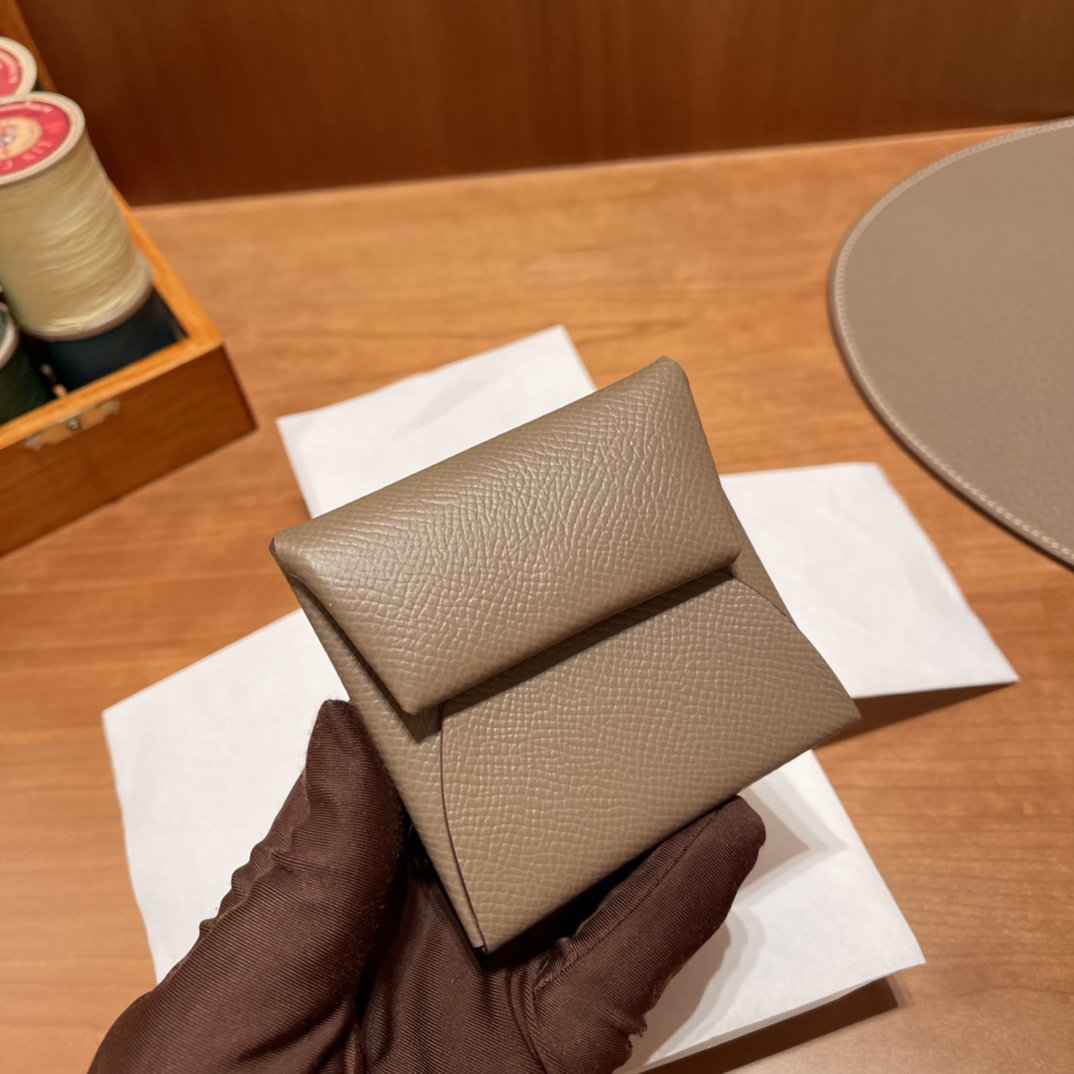 HERMES 爱马仕 卡包 Epsom皮 8C Gri Elephant 大象灰 进口蜜蜡线 全手工制作