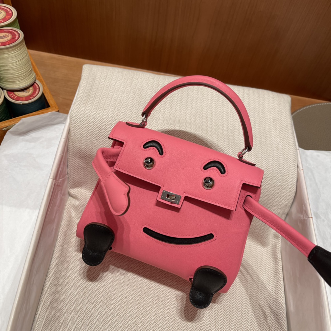 HERMES 爱马仕 Kelly Doll 千禧娃娃包 Swift皮 8W 唇膏爱/89 黑色 进口蜜蜡线 全手工制作