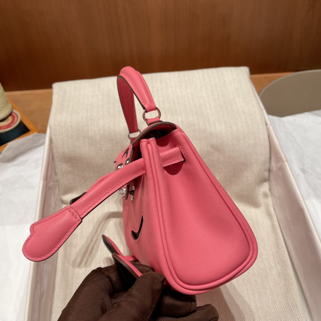 HERMES 爱马仕 Kelly Doll 千禧娃娃包 Swift皮 8W 唇膏爱/89 黑色 进口蜜蜡线 全手工制作