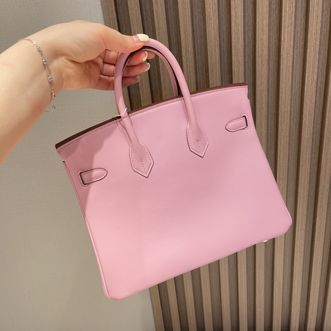 HERMES 爱马仕 Birkin 25cm swift皮 X9 锦葵紫Mauve Sylvestre 进口蜜蜡线 全手工制作