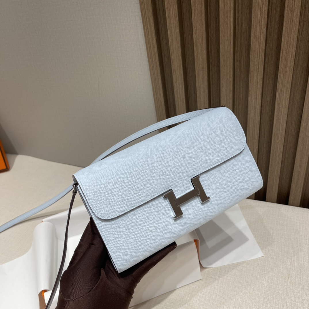 HERMES 爱马仕 Constance to go Epsom皮 T0 雾蓝色Blue Brume️ 一生推的小斜挎 进口蜜蜡线 全手工制作
