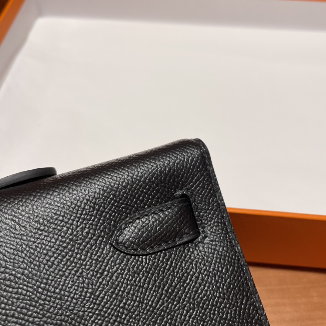 HERMES 爱马仕 Kelly cut 31cm Epsom皮 经典手包/晚宴包 89 黑色Noir 进口蜜蜡线 全手工制作