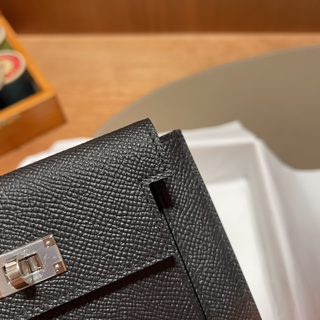 HERMES 爱马仕 Kelly Pocket 卡包 Epsom CC89 Nior 经典黑 进口蜜蜡线 全手工制作