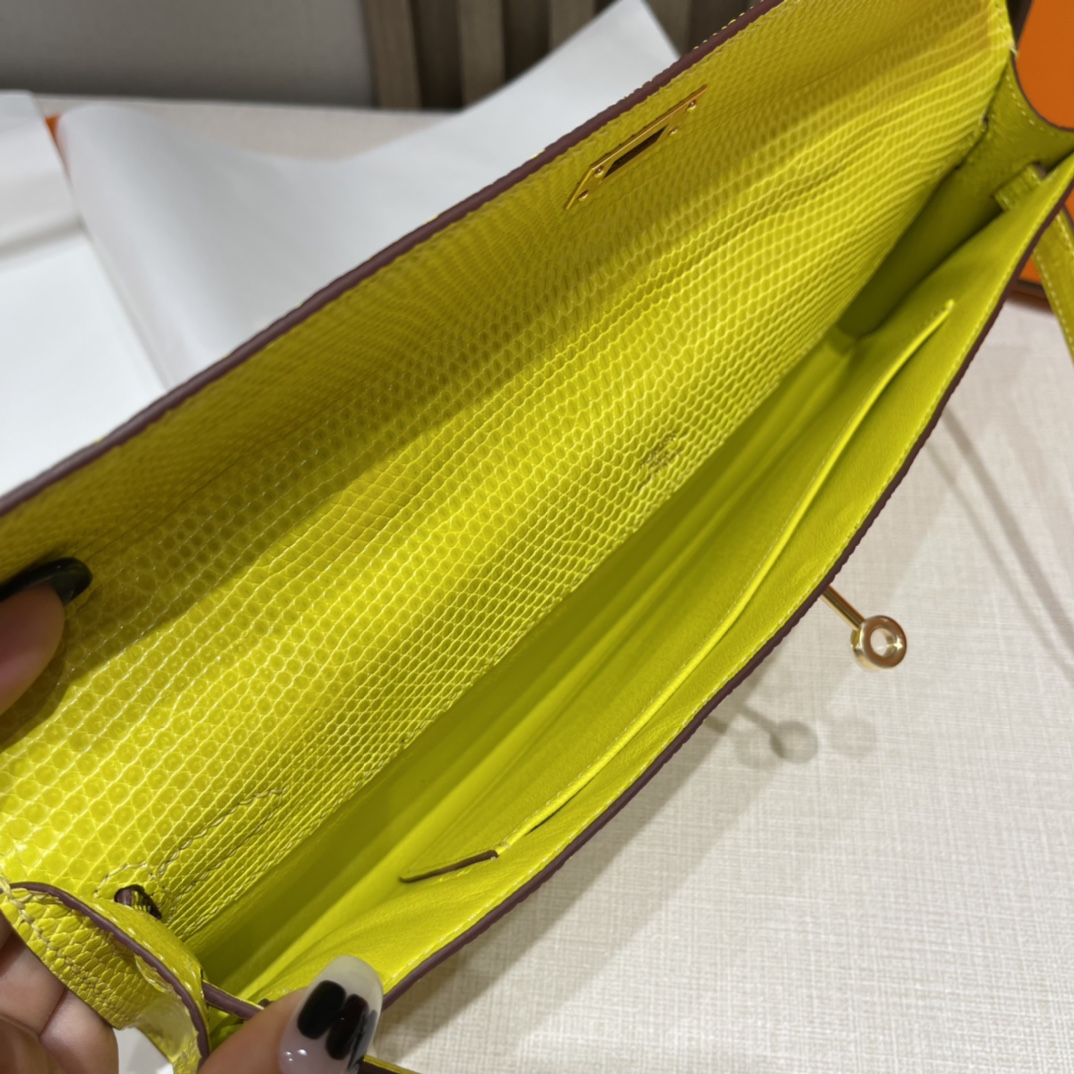 HERMES 爱马仕 Kelly cut 31cm 蜥蜴皮 9O 那不勒斯黄Jaune de Naples 元气满满无敌适合夏天 进口蜜蜡线 全手工制作