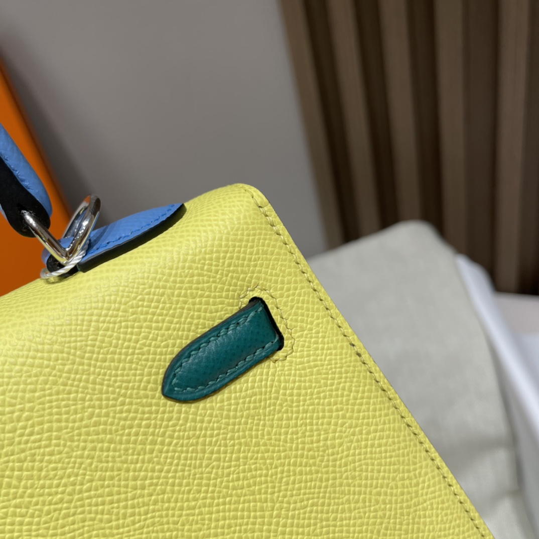 HERMES 爱马仕 Kelly 25cm Epsom皮 五拼色 3P 马卡龙蓝/1Q 奶昔粉/9R 柠檬黄/2T 天堂蓝/Z6 孔雀绿 进口蜜蜡线 全手工制作
