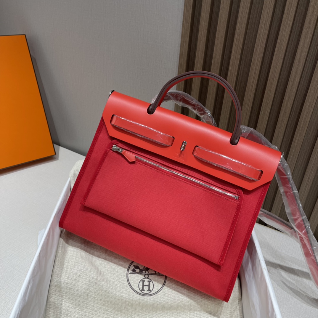 HERMES 爱马仕 Herbag 31cm S5 Rouge Tomate番茄红 休闲品味又在线的基础入门款 适合上学通勤 进口蜜蜡线 全手工制作