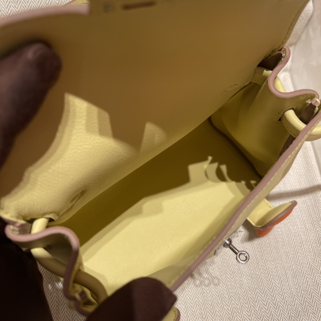 HERMES 爱马仕 Kelly Doll 娃娃包 千禧娃娃 swift皮 1Z 小鸡黄/93 橙色 可可爱爱 进口蜜蜡线 全手工制作