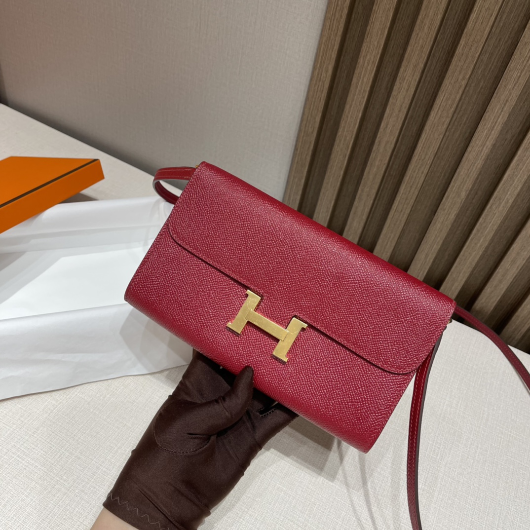 HERMES 爱马仕 Kelly to go Epsom皮 B5 Rubis宝石红 玫瑰金扣#康康/空姐 斜挎 Woc 进口蜜蜡线 全手工制作