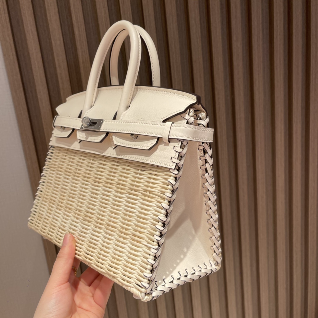HERMES 爱马仕 Birkin Picnic 野餐包 限量版 夏天的快乐竟然是是竹子给的 i2 奶油白Nata 高级感拉满 口蜜蜡线 全手工制作