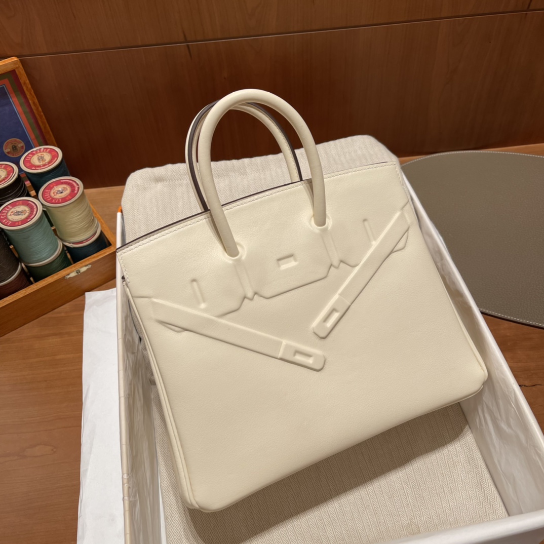 HERMES 爱马仕 幻影 /影子包 Birkin Shadow i2 奶油白Nata 进口蜜蜡线 全手工制作