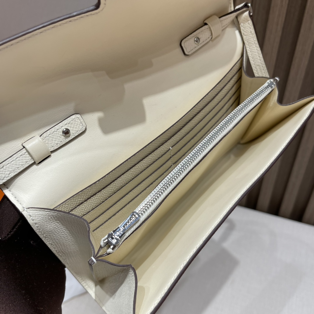 HERMES 爱马仕 Kelly to go Epsom皮 i2 Nata奶油白 康康/空姐 斜挎 Woc 进口蜜蜡线 全手工制作