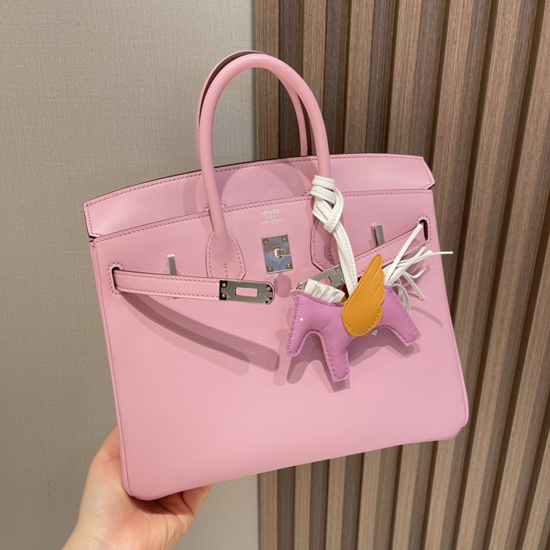 HERMES 爱马仕 Birkin 25cm swift皮 X9 锦葵紫Mauve Sylvestre 进口蜜蜡线 全手工制作