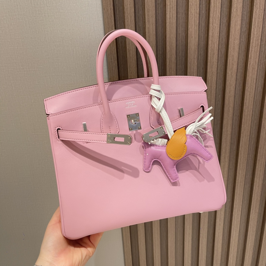 HERMES 爱马仕 Birkin 25cm swift皮 X9 锦葵紫Mauve Sylvestre 进口蜜蜡线 全手工制作