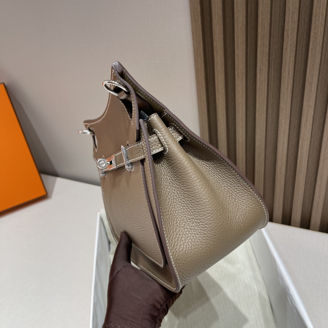 HERMES 爱马仕 Jypsiere吉普赛 28cm Clemence皮 8C Gri Elephant 大象灰 进口蜜蜡线 全手工制作