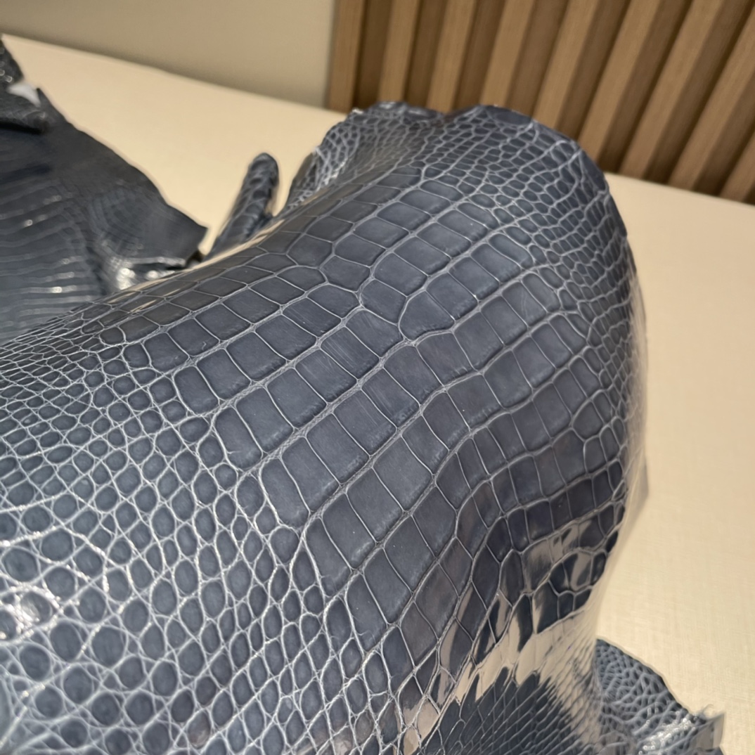 HERMES 爱马仕 N7 Bleu Tempete风暴蓝 特殊渠道鳄鱼皮 