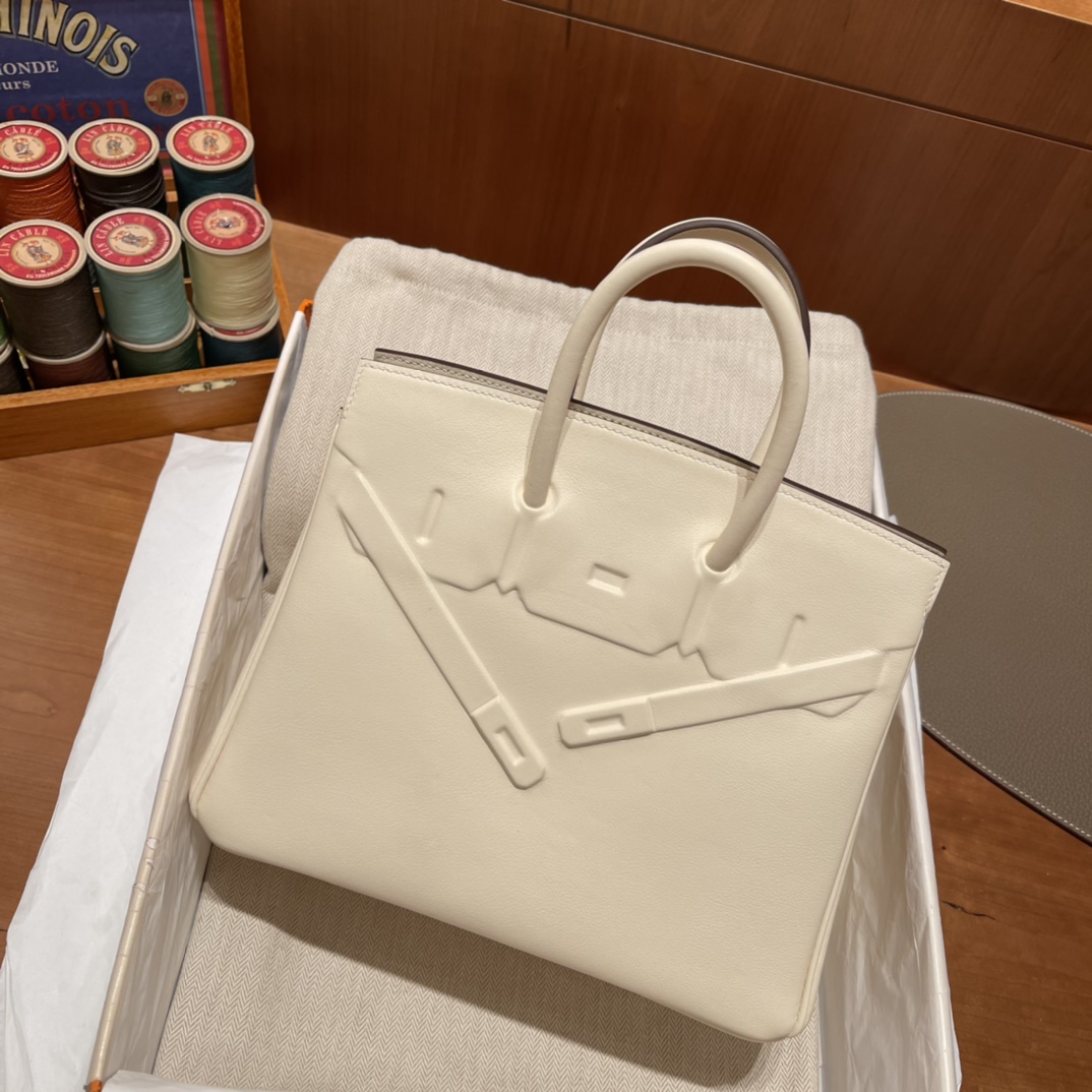 HERMES 爱马仕 幻影 /影子包 Birkin Shadow i2 奶油白Nata 进口蜜蜡线 全手工制作