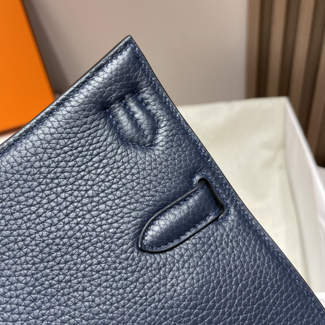 HERMES 爱马仕 Jypsiere吉普赛 28cm Clemence皮 2Z Bieu Nult午夜蓝 进口蜜蜡线 全手工制作