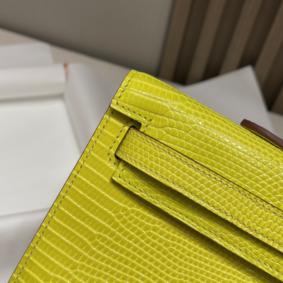 HERMES 爱马仕 Kelly cut 31cm 蜥蜴皮 9O 那不勒斯黄Jaune de Naples 元气满满无敌适合夏天 进口蜜蜡线 全手工制作