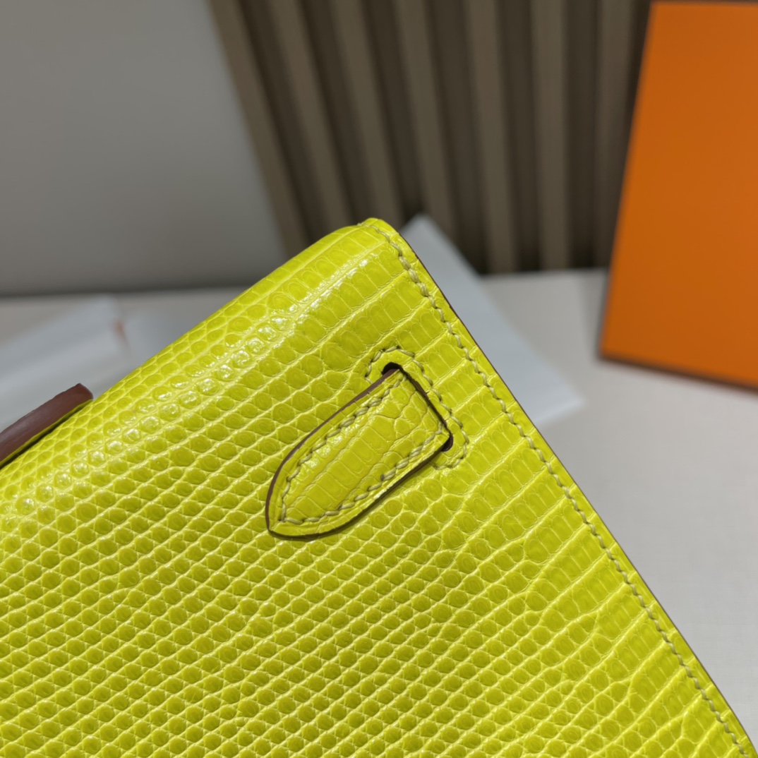 HERMES 爱马仕 Kelly cut 31cm 蜥蜴皮 9O 那不勒斯黄Jaune de Naples 元气满满无敌适合夏天 进口蜜蜡线 全手工制作