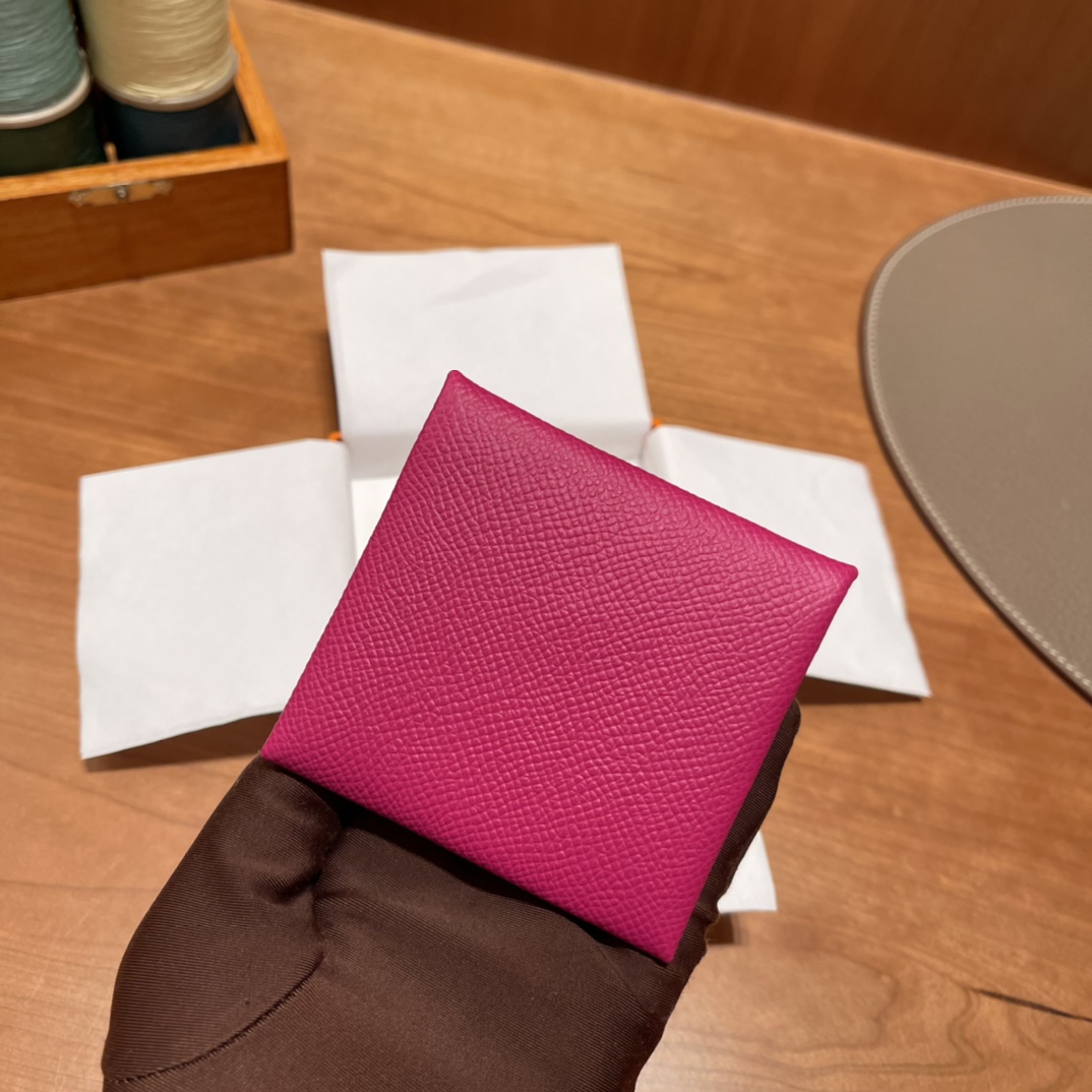 HERMES 爱马仕 卡包 Epsom皮 L3 玫瑰紫Rose pourpre 进口蜜蜡线 全手工制作