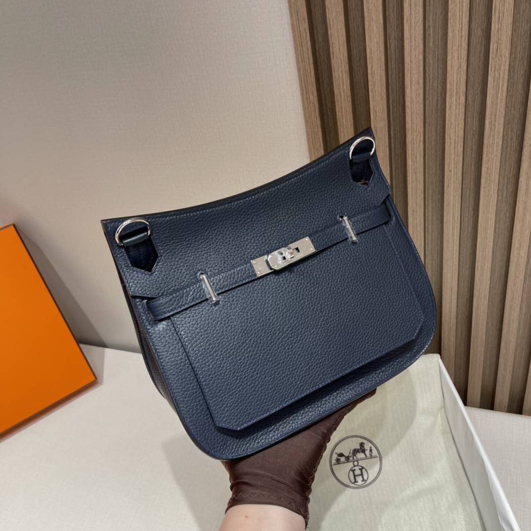 HERMES 爱马仕 Jypsiere吉普赛 28cm Clemence皮 2Z Bieu Nult午夜蓝 进口蜜蜡线 全手工制作