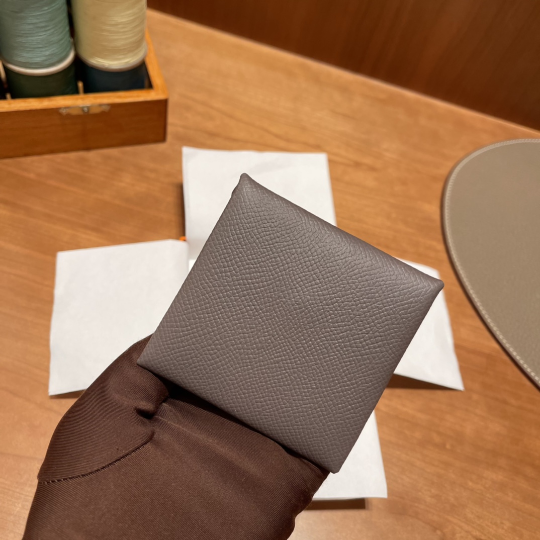 HERMES 爱马仕 卡包 Epsom皮 8F Etain 锡器灰 进口蜜蜡线 全手工制作